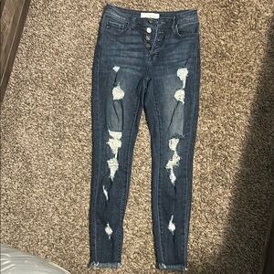 KanCan Blue High Rise Distressed Jeans